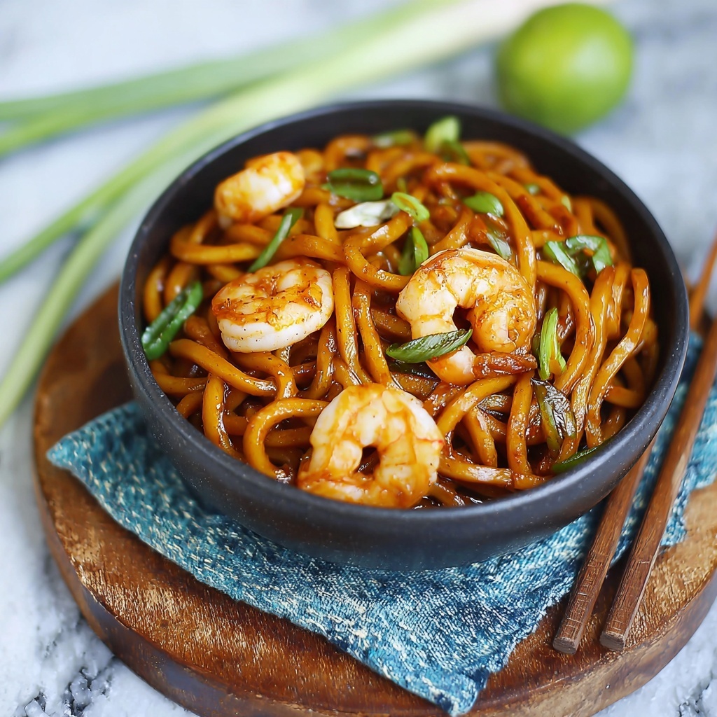 Savory Shrimp Yaki Udon in 20 Minutes Recipe - Recipe Image