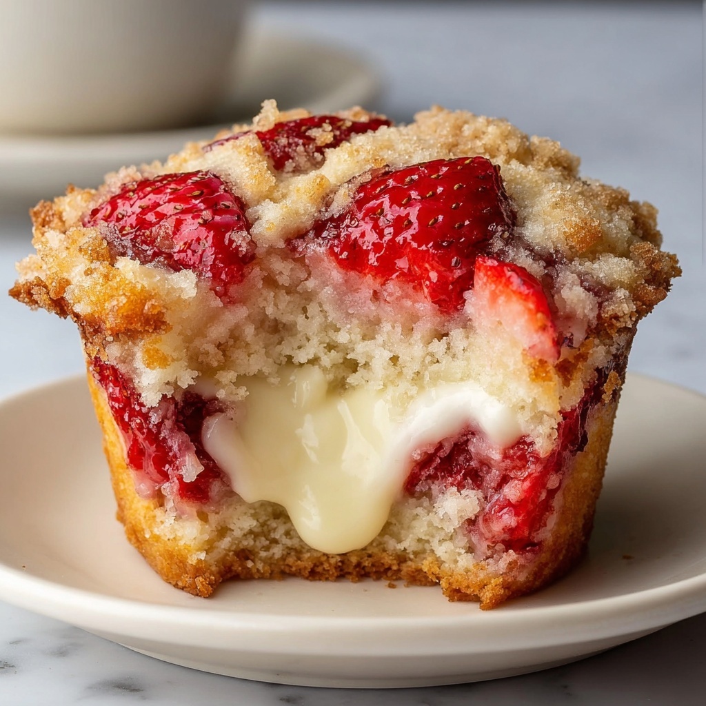 Strawberry Cream Cheese Breakfast Muffins with Fresh Strawberries Recipe - Recipe Image