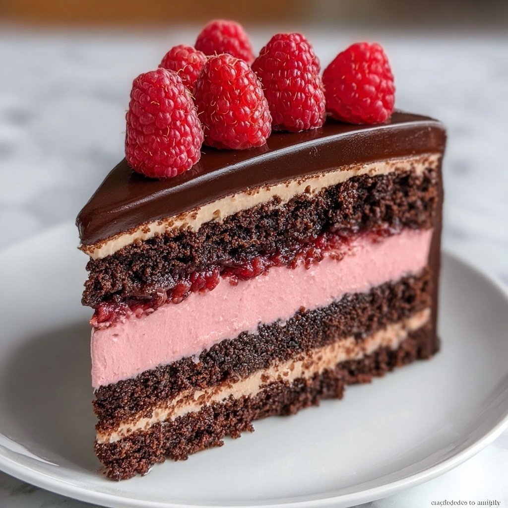 Dark Chocolate Raspberry Mousse Cake Recipe - Recipe Image