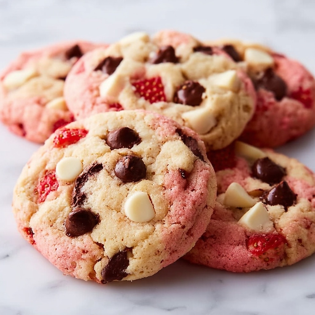 Irresistibly Soft Strawberry Cookies with Chocolate and Marshmallows Recipe - Recipe Image
