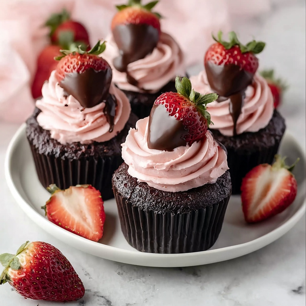 Chocolate Covered Strawberry Cupcakes Recipe - Recipe Image