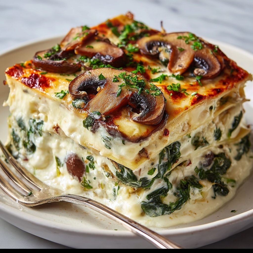 Spinach and Mushroom Lasagna Recipe - Recipe Image