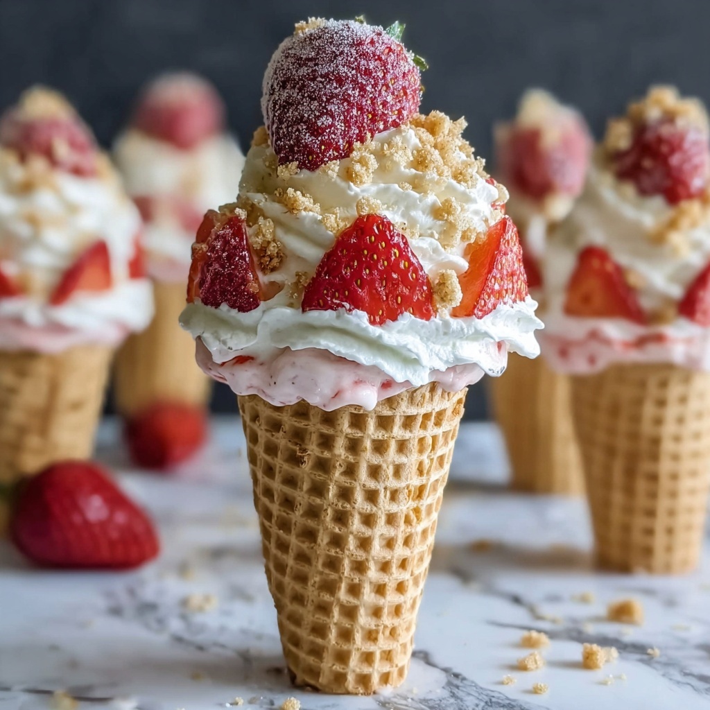 Summer Delight: Easy Strawberry Crunch Cheesecake Cones Recipe - Recipe Image