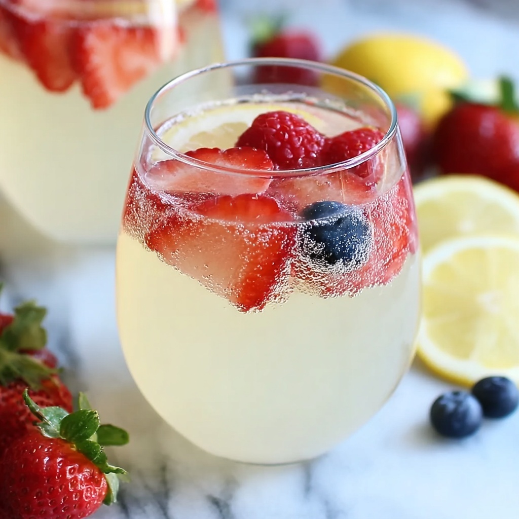 Moscato Punch with Pink Lemonade and Raspberries Recipe - Recipe Image