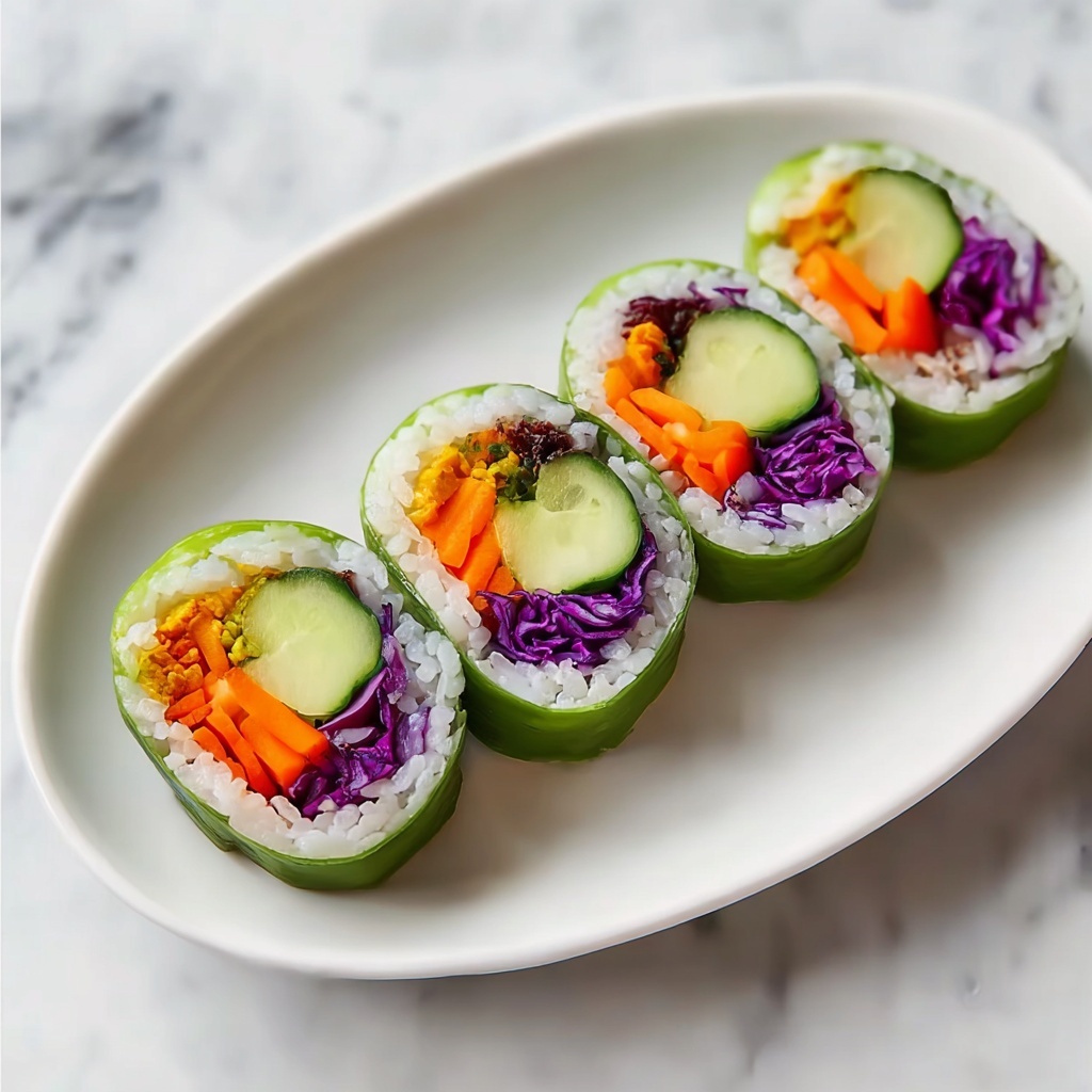 Stuffed Cucumber Veggie Sushi Recipe - Recipe Image