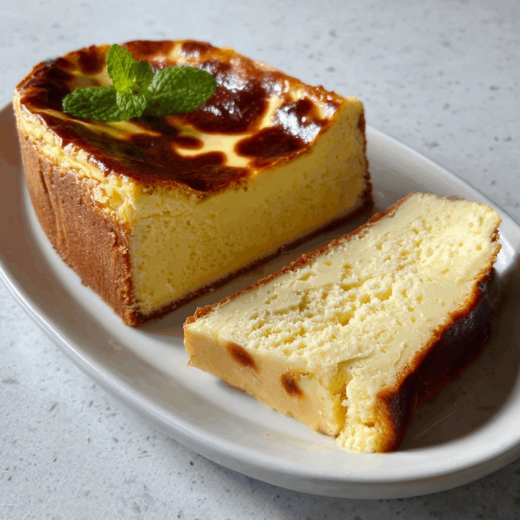 Loaf Pan Basque Cheesecake: A Simple, Creamy Delight Recipe - Recipe Image