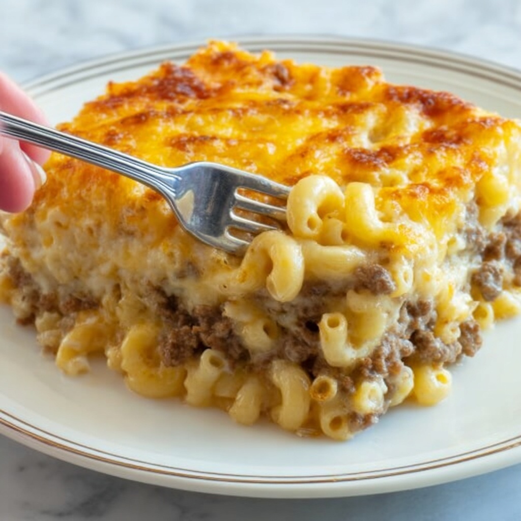 Mac and Cheese Meatloaf Casserole Recipe - Recipe Image