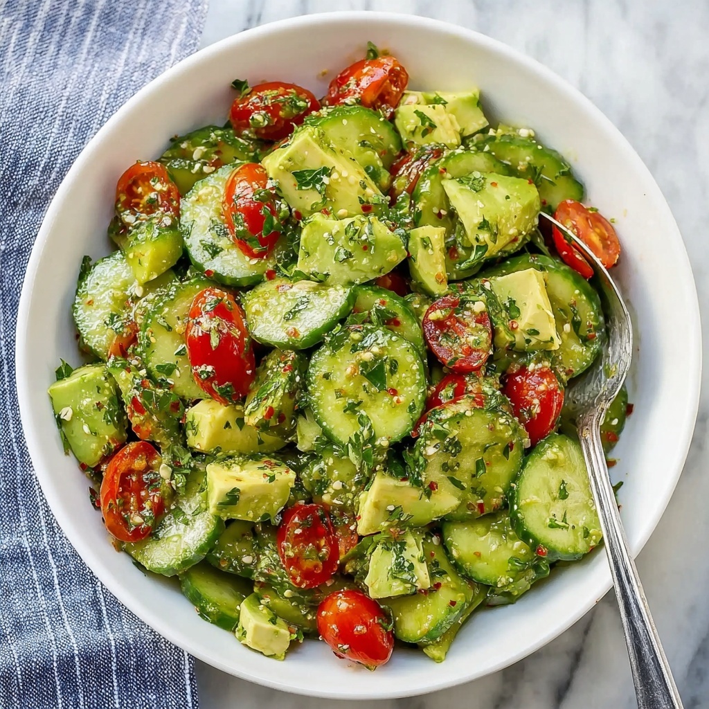 Zesty Cilantro Lime Cucumber Salad with Avocado Bliss Recipe - Recipe Image