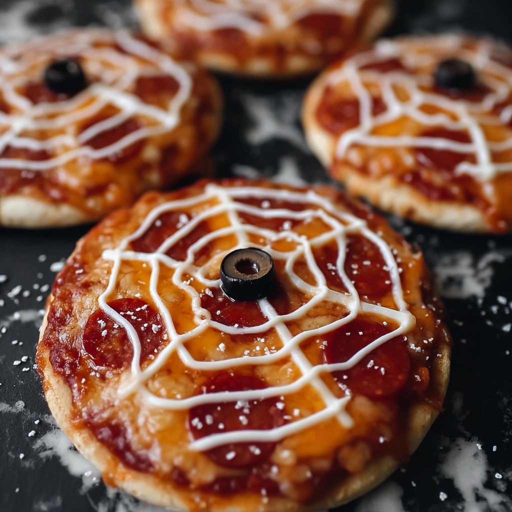 Spiderweb Pizza Bagels: A Spooky Snack for Halloween Recipe - Recipe Image