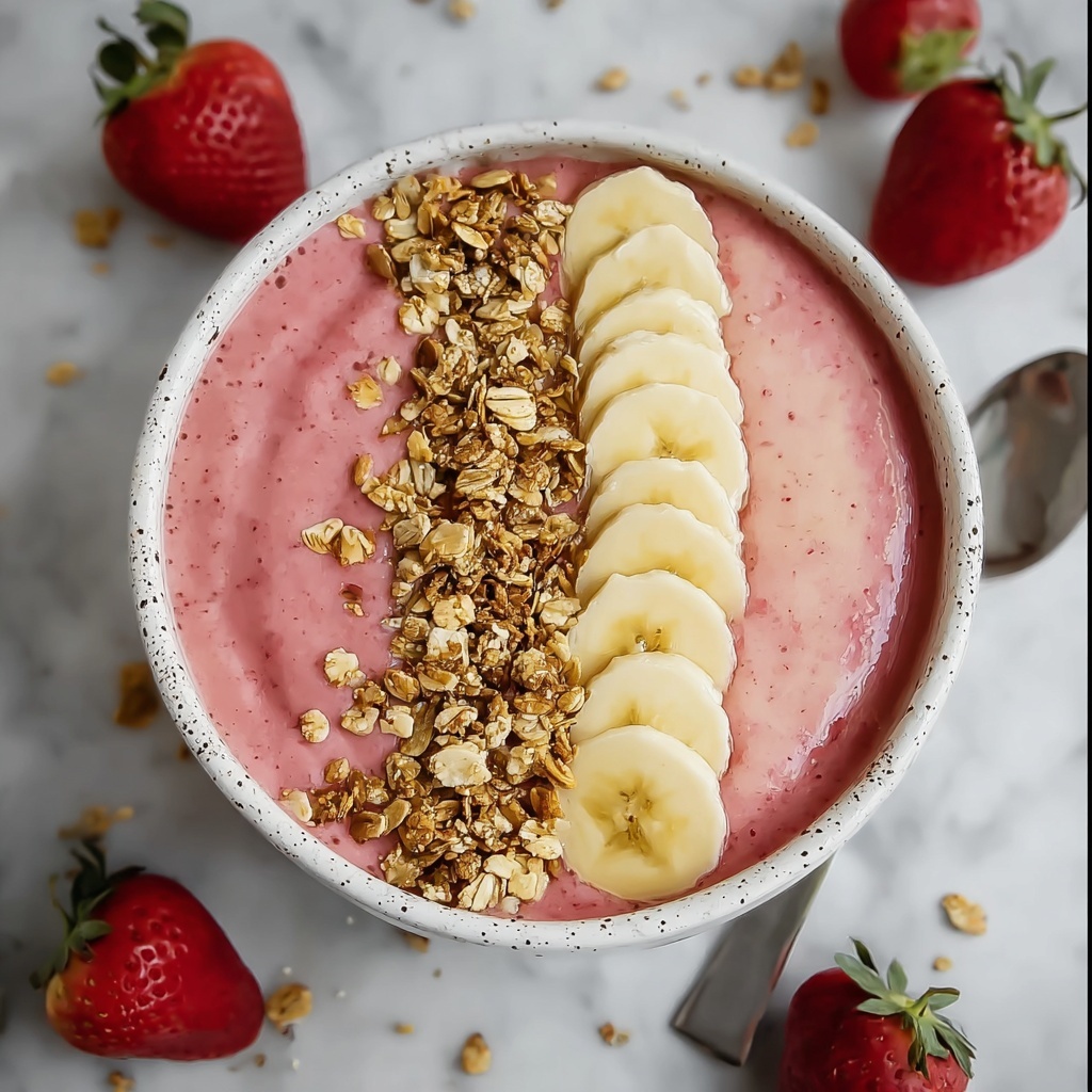 Delicious Strawberry Banana Smoothie Bowl in Just 4 Easy Steps Recipe - Recipe Image