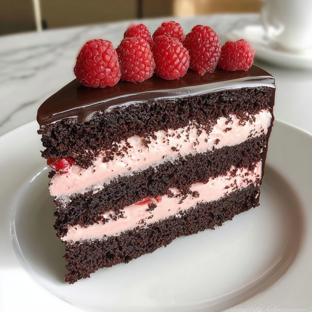 Dark Chocolate Raspberry Mousse Cake Recipe - Recipe Image