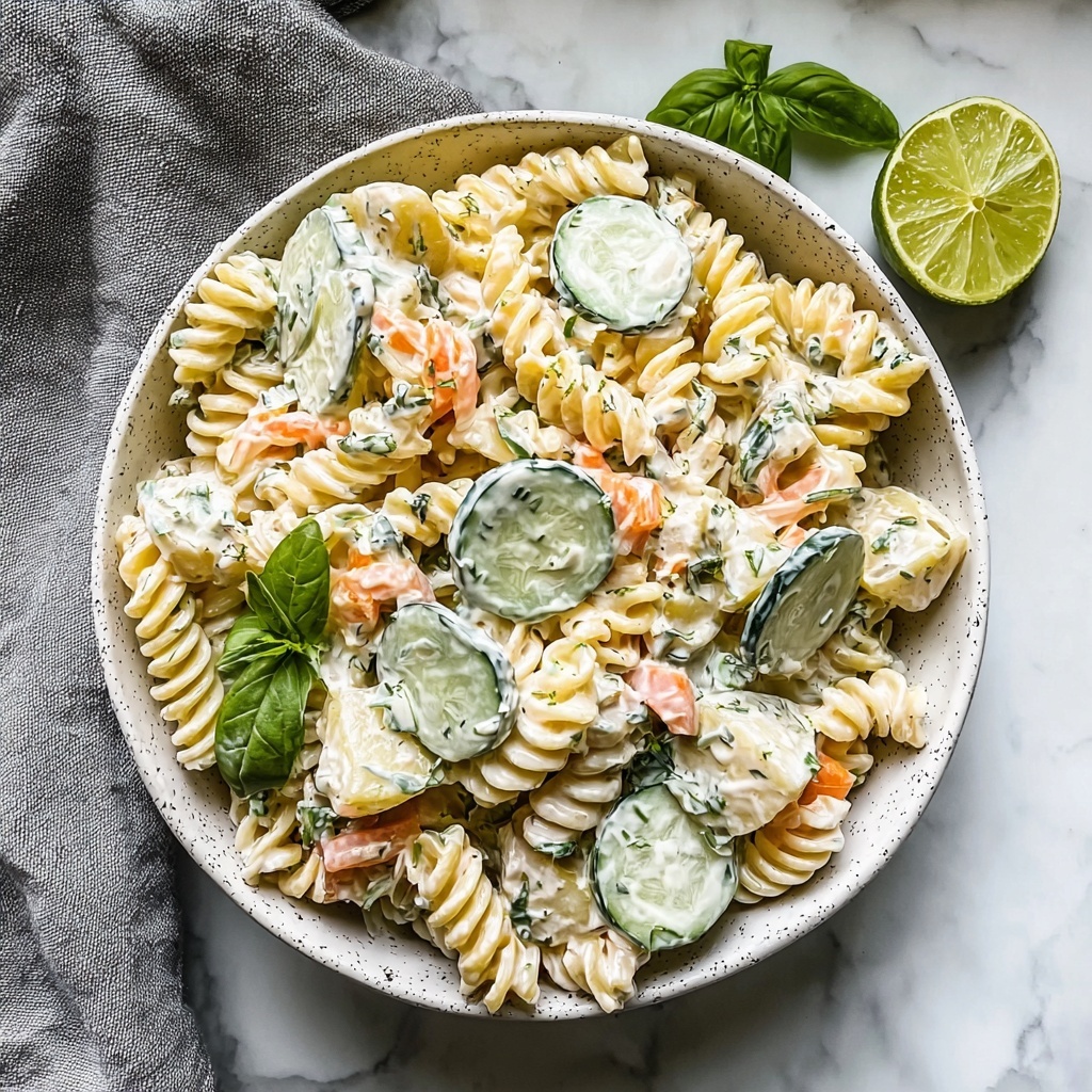 Tzatziki Pasta Salad: A Creamy Twist on Summer Favorites Recipe - Recipe Image