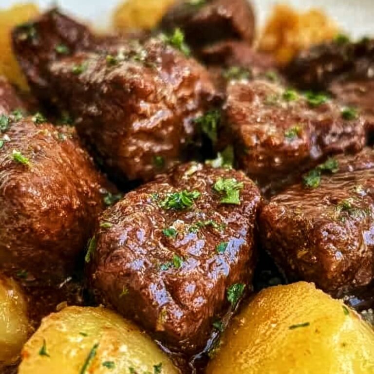 Slow Cooker Garlic Butter Beef Bites & Potatoes Recipe
