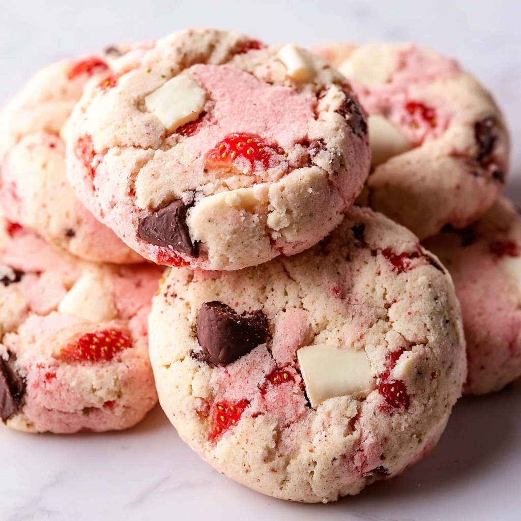 Irresistibly Soft Strawberry Cookies with Chocolate and Marshmallows Recipe - Recipe Image