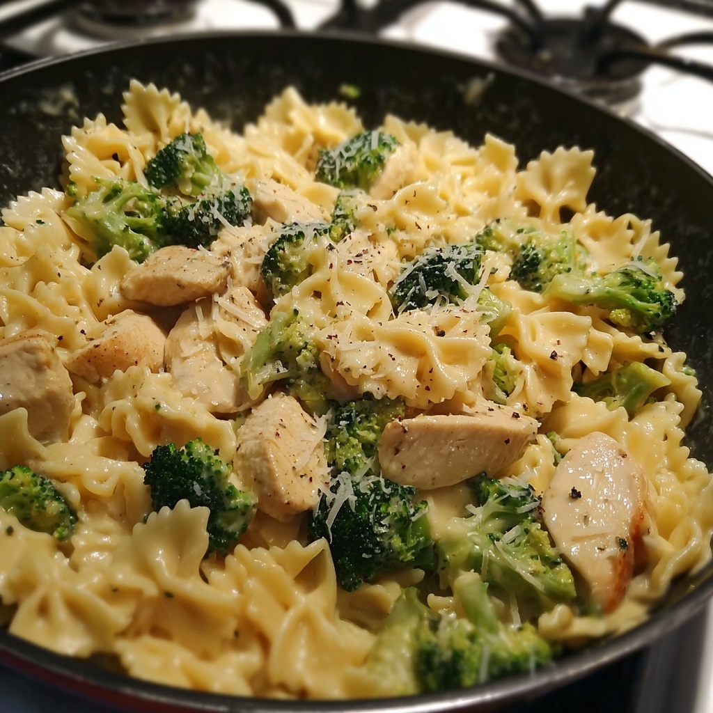 Cheesy Garlic Chicken and Broccoli Pasta Recipe - Recipe Image