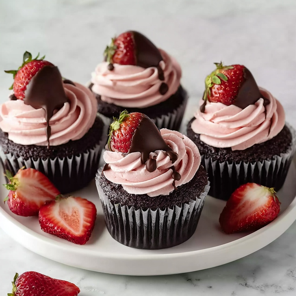 Chocolate Covered Strawberry Cupcakes Recipe - Recipe Image