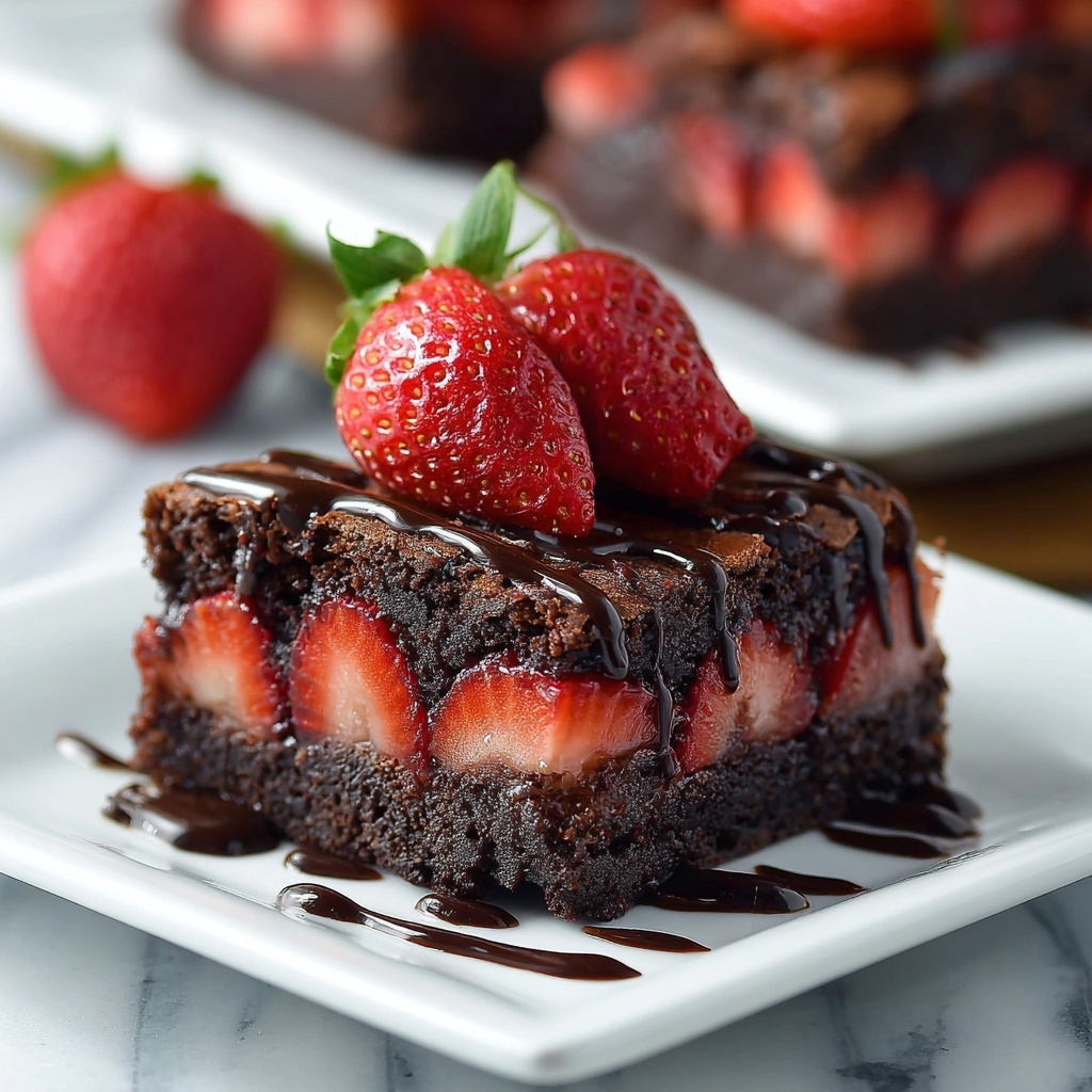 Chocolate Covered Strawberry Brownies Recipe - Recipe Image