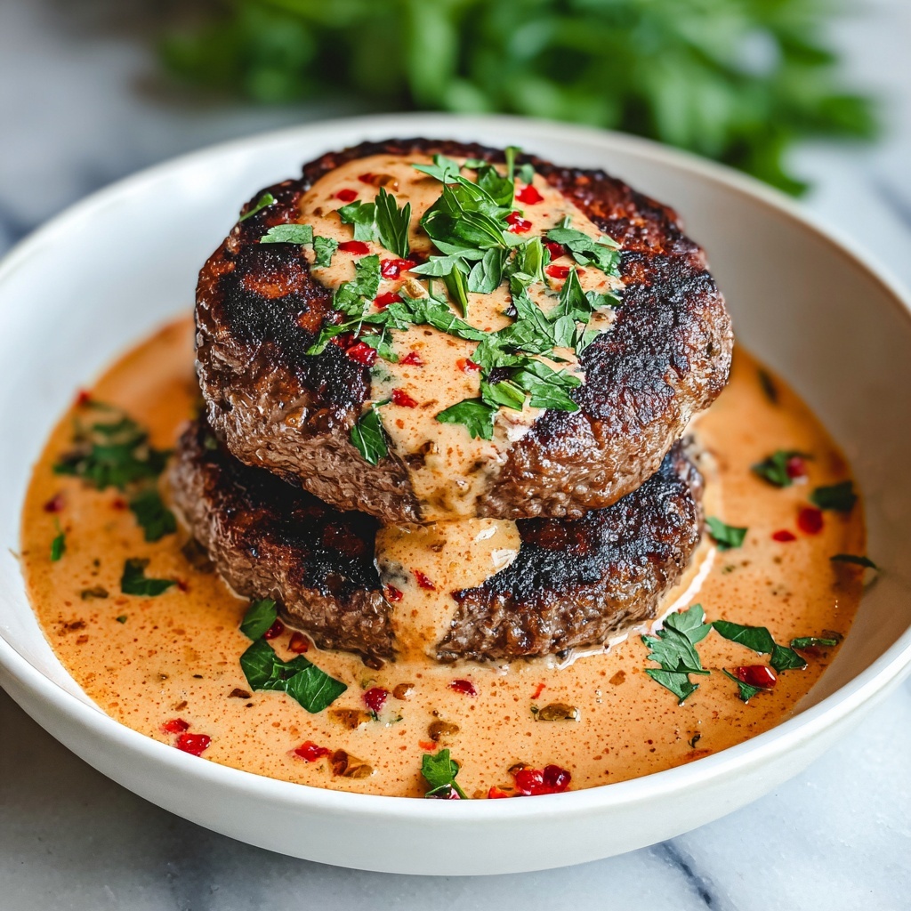 Irresistible Keto Feta Burgers with Creamy Tomato Bliss Recipe - Recipe Image
