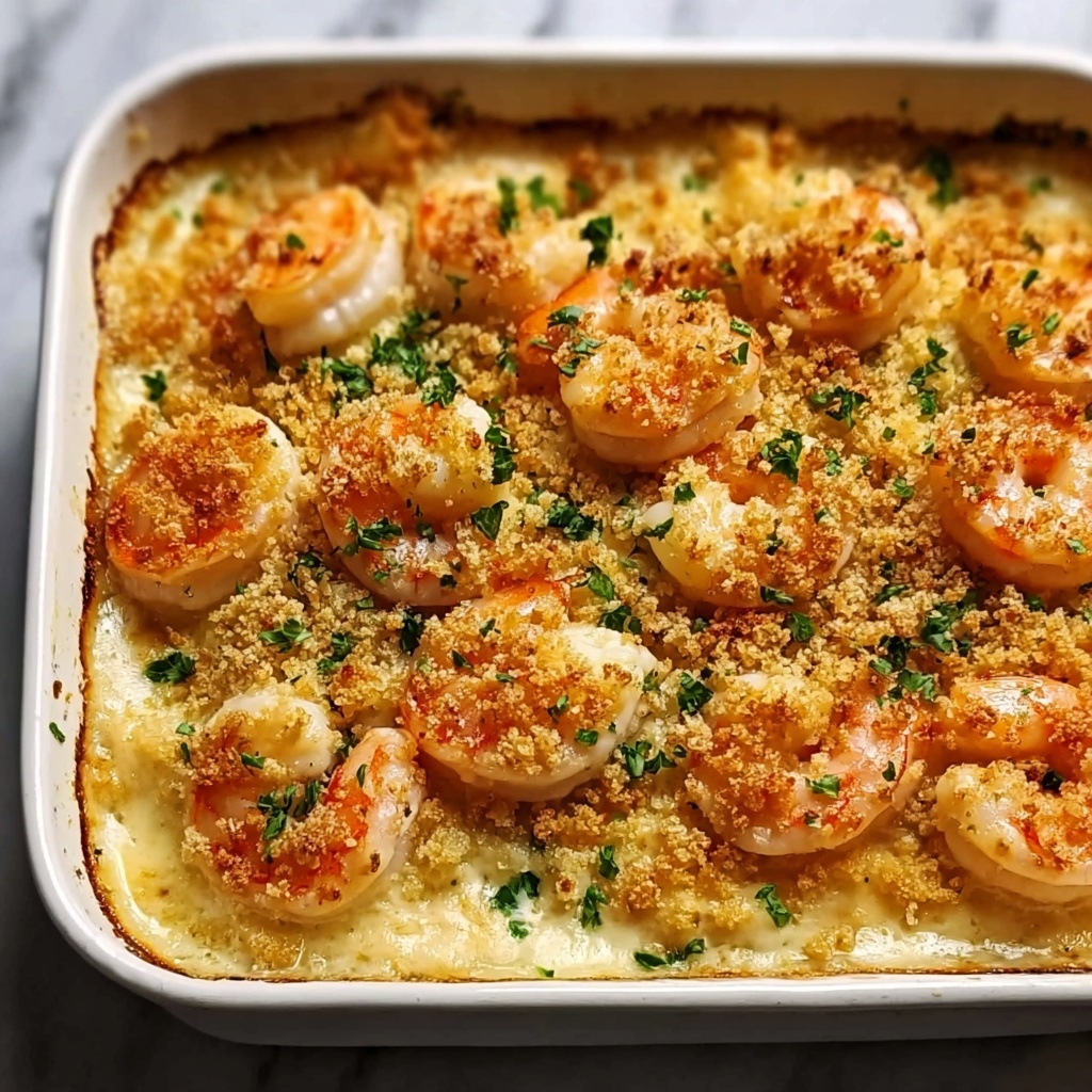 Shrimp Casserole with Cheddar, Parmesan, and Fresh Herbs Recipe - Recipe Image
