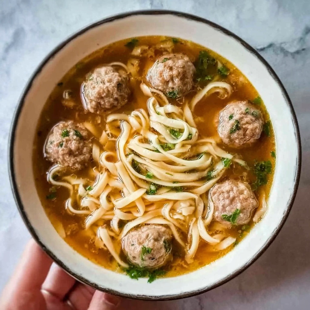 Easy Meatball Soup with Noodles Recipe - Recipe Image
