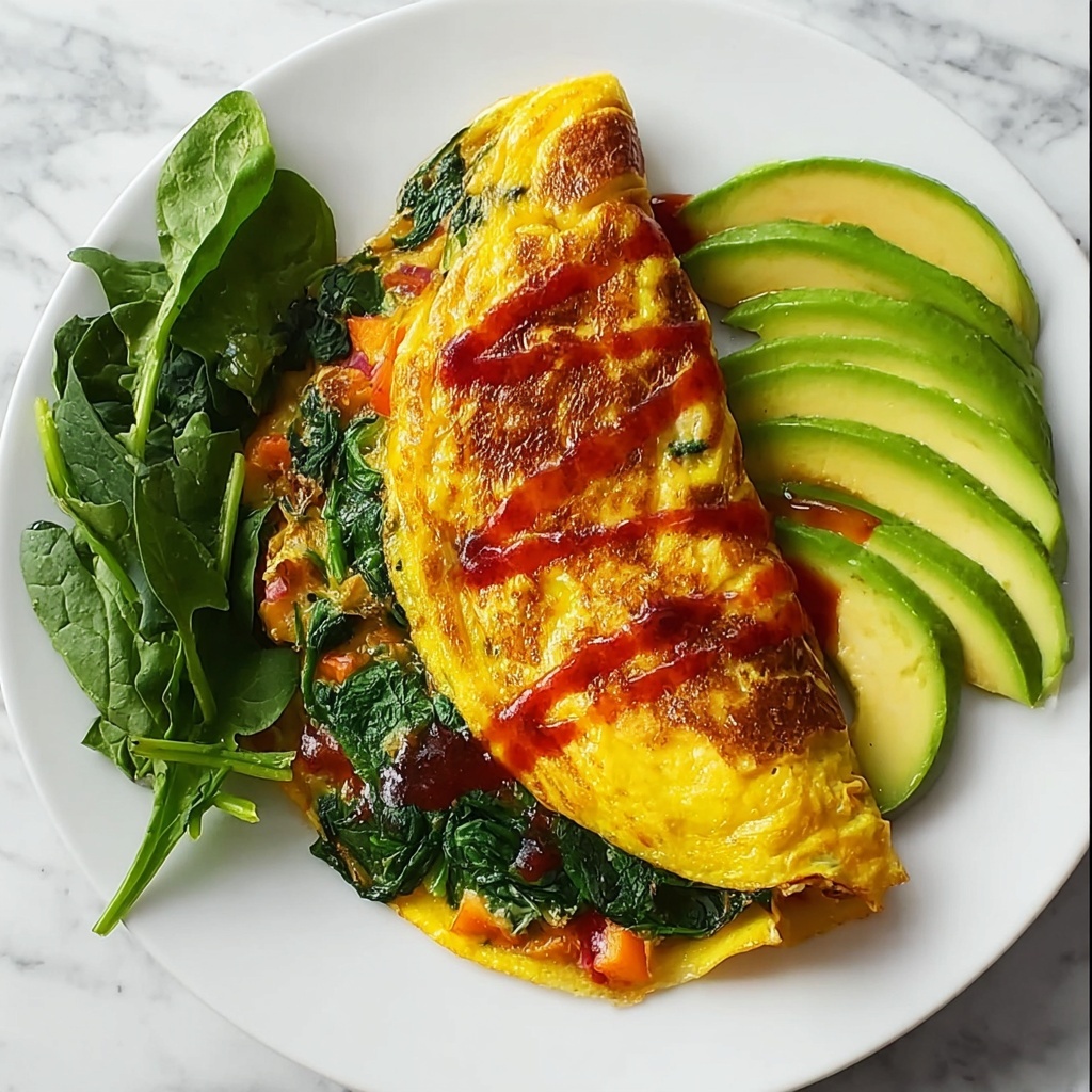 Loaded Breakfast Omelette with Vegetables, Spam, and Cheese Recipe - Recipe Image
