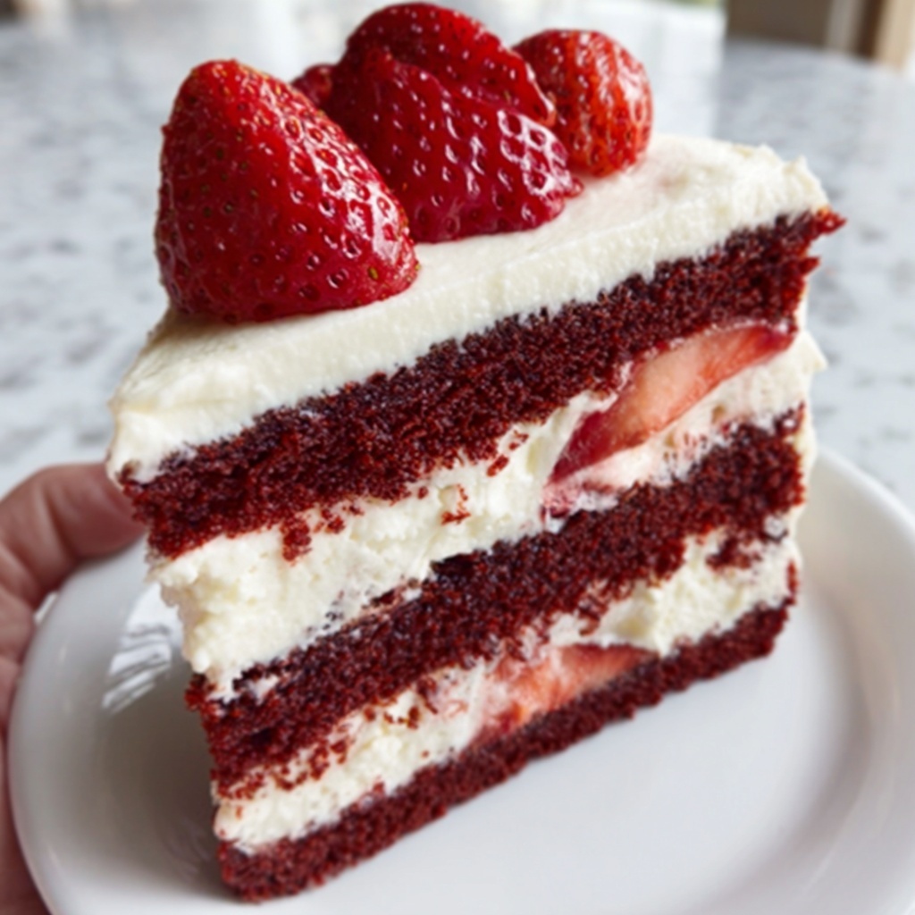 Indulgent Red Velvet Strawberry Cheesecake for Unforgettable Moments Recipe - Recipe Image
