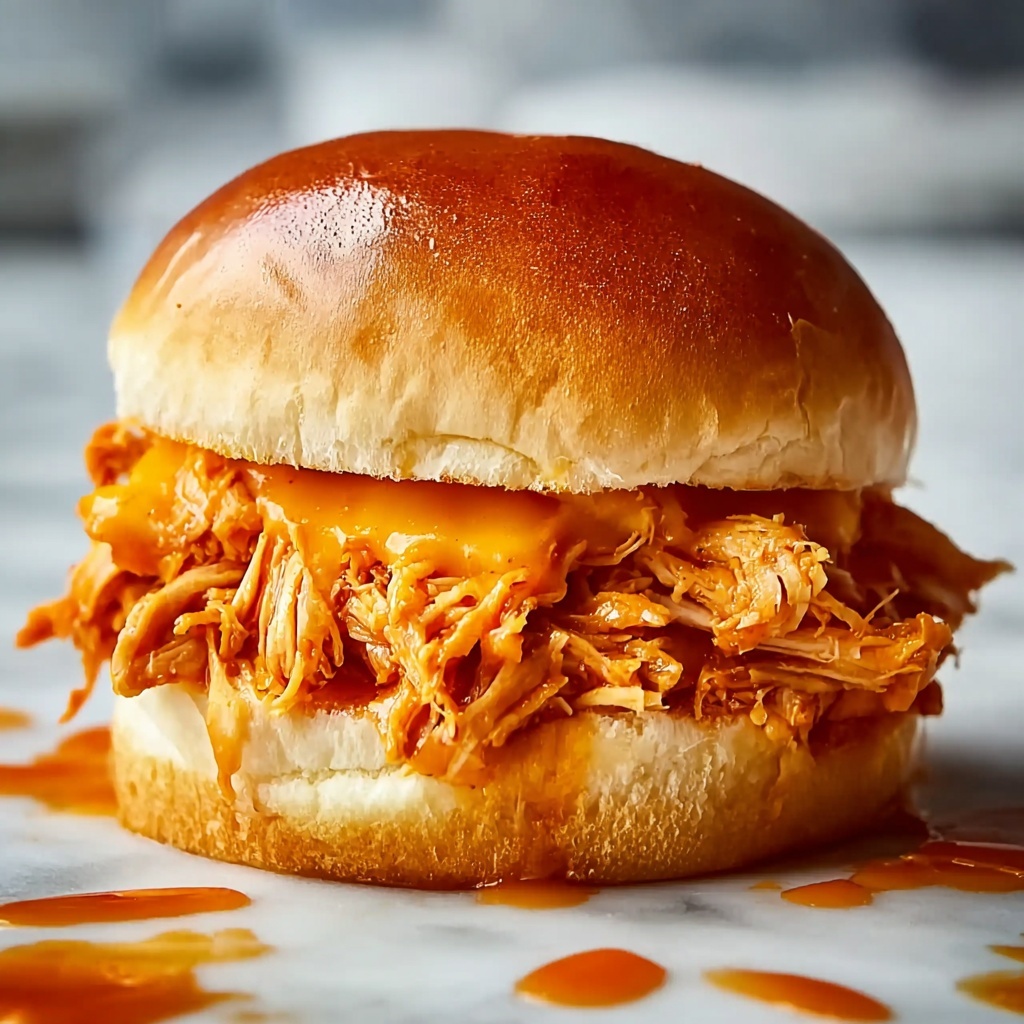 Spicy Shredded Buffalo Chicken Sandwich Recipe - Recipe Image