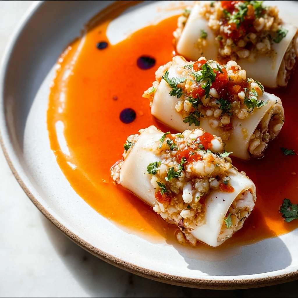 Shrimp Stuffed Squid in Tomato Sauce Recipe - Recipe Image