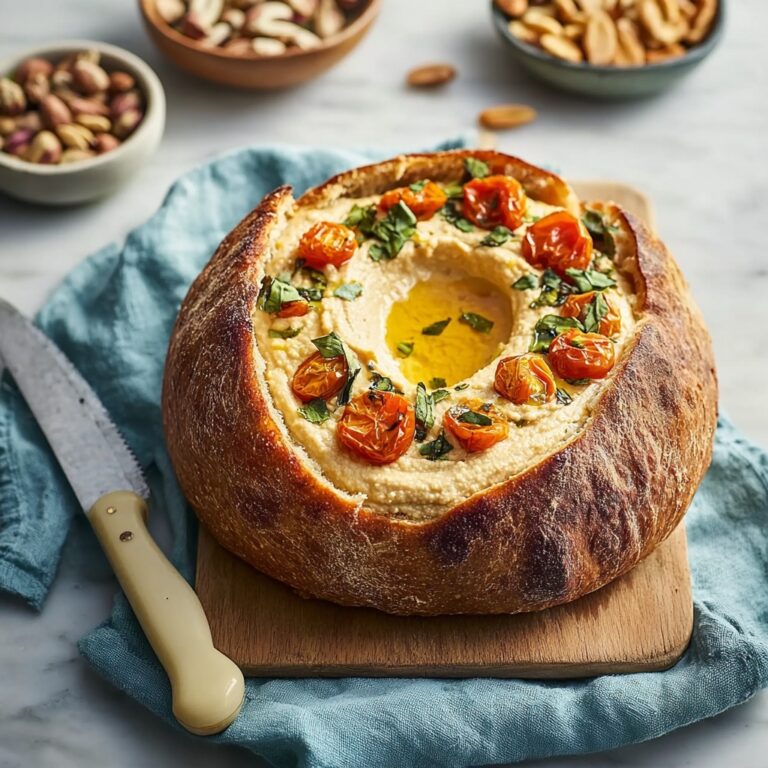 Delicious Hummus Homemade Bread with Pumpkin Seeds Recipe
