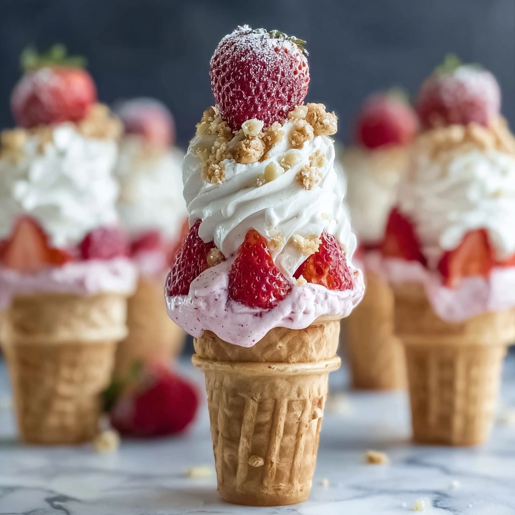 Summer Delight: Easy Strawberry Crunch Cheesecake Cones Recipe - Recipe Image