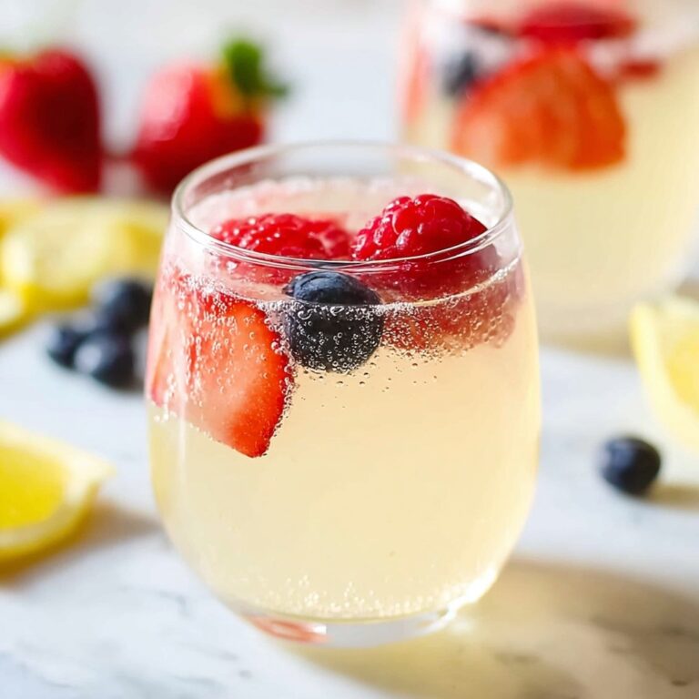 Moscato Punch with Pink Lemonade and Raspberries Recipe