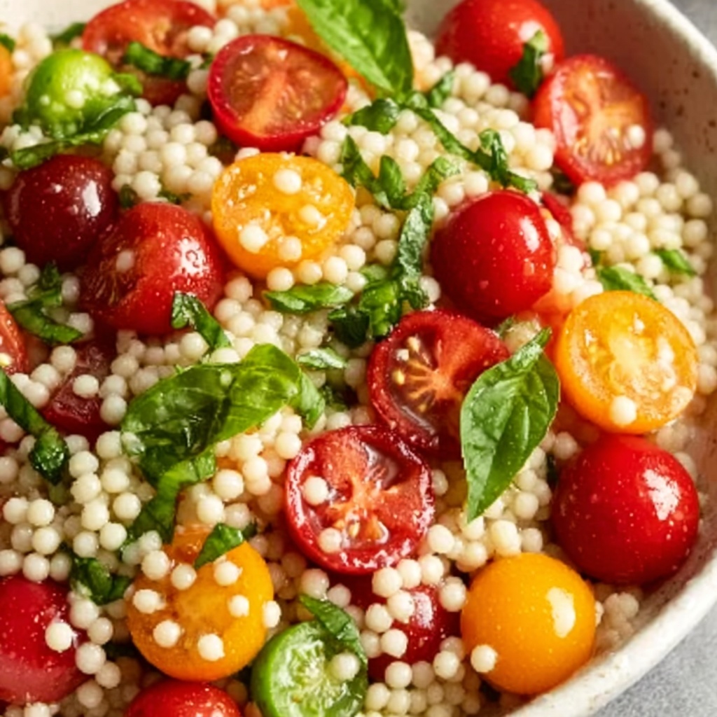 Cherry Tomato Couscous Salad with Roasted Tomatoes, Feta, and Fresh Herbs Recipe - Recipe Image