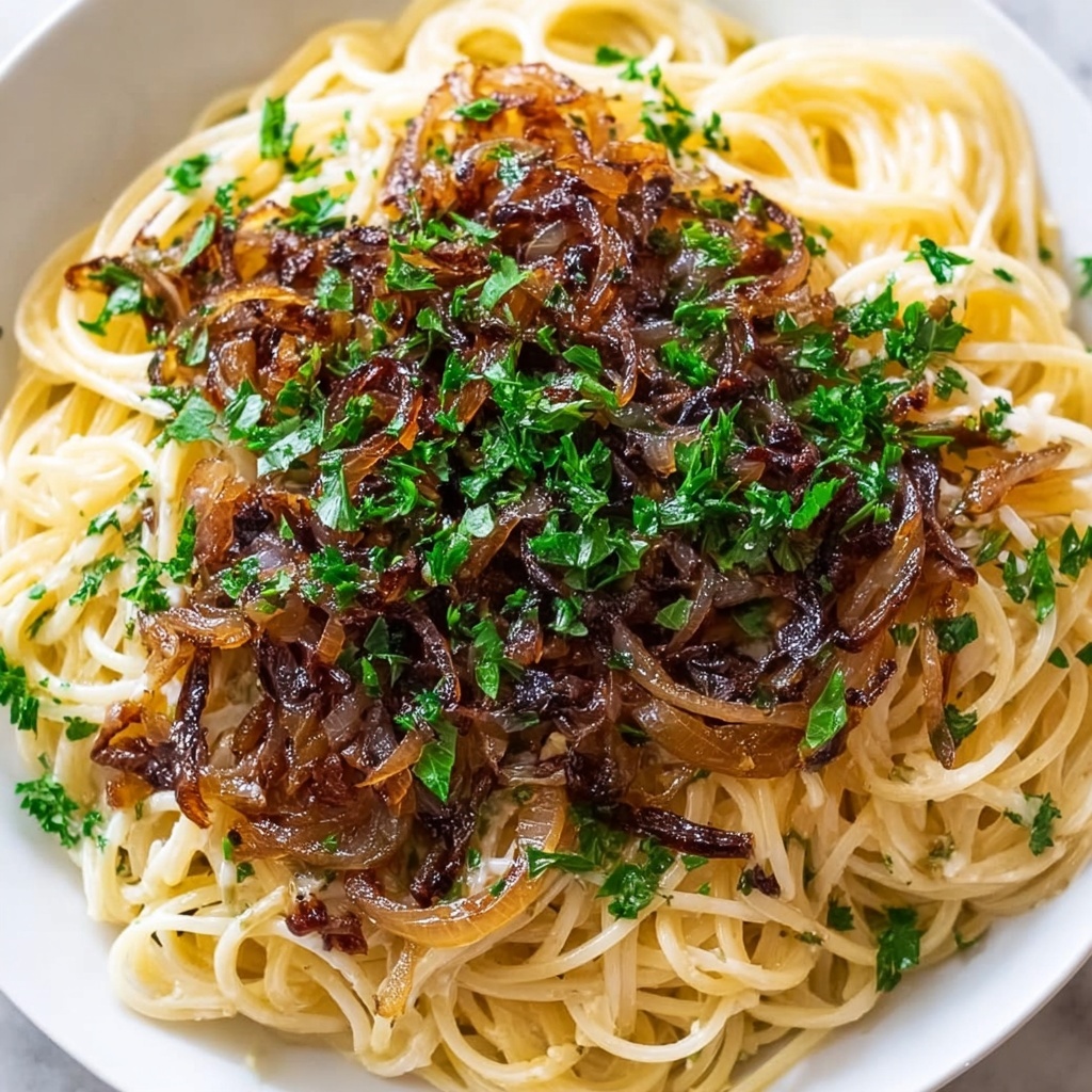 Vegan Caramelized Onion Pasta Recipe - Recipe Image