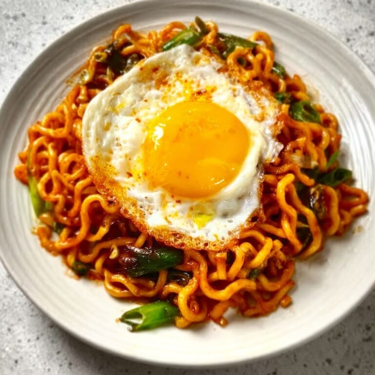 Creamy Buldak Ramen with Poached Eggs Recipe
