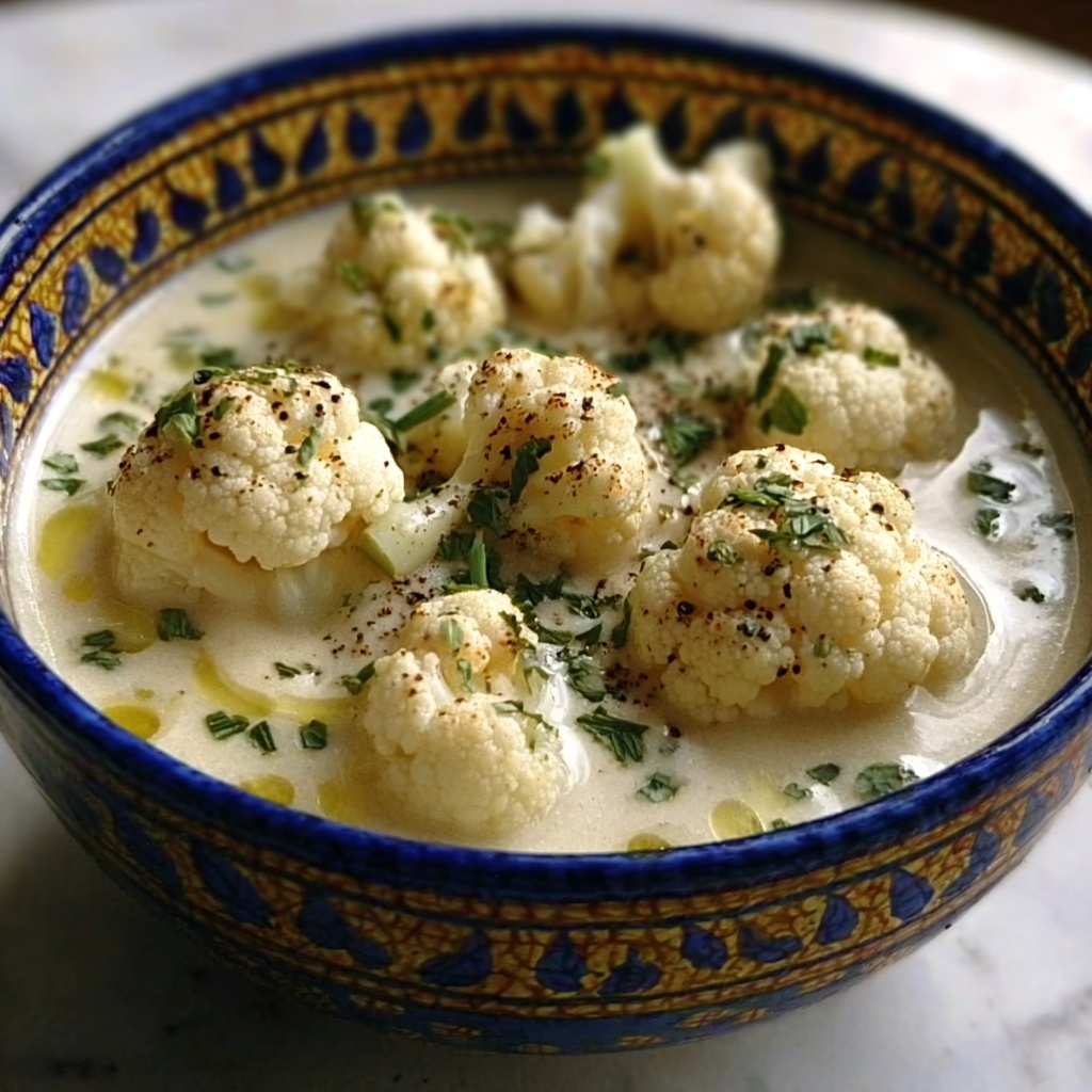 Mediterranean-Style Roasted Cauliflower Soup Recipe - Recipe Image