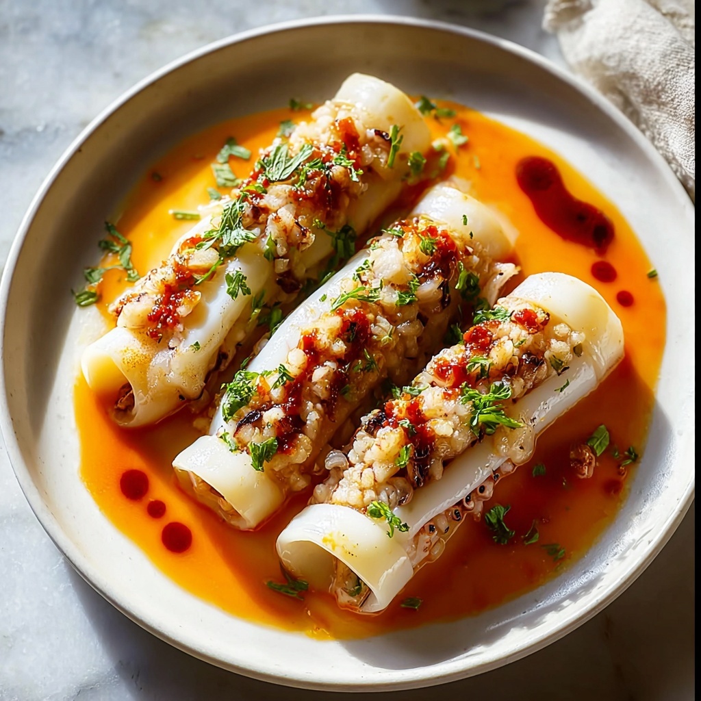 Shrimp Stuffed Squid in Tomato Sauce Recipe - Recipe Image