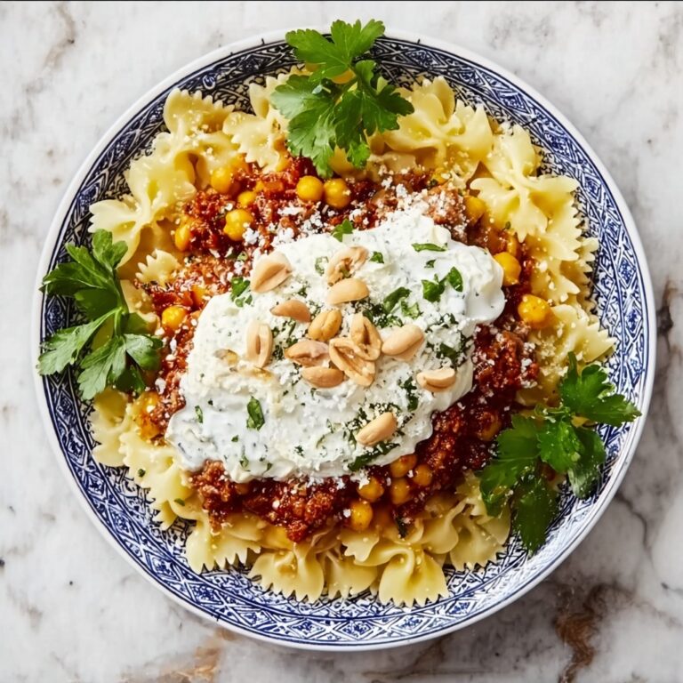 Arabic Pasta with Spiced Ground Meat and Pine Nuts Recipe