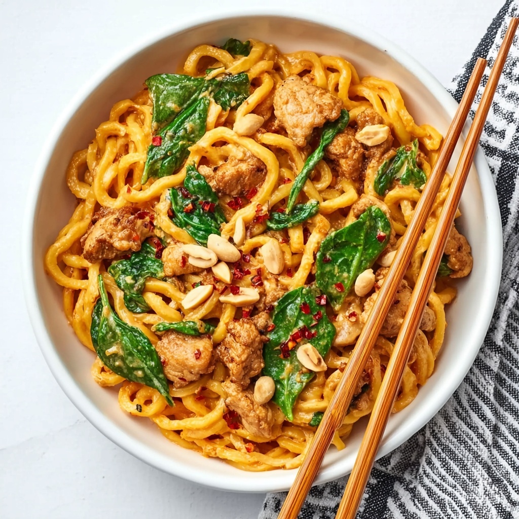 Sweet & Spicy Hot Chili Chicken Noodles with Basil Recipe - Recipe Image